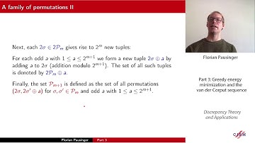 Florian Pausinger: Part 3: Greedy energy minimization and thevan der Corput sequence