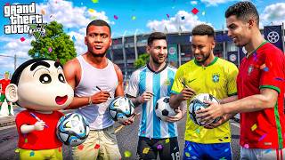 Franklin &amp; Shinchan Meet Messi, Ronaldo &amp; Neymar! 🏆😱 | GTA 5 Malayalam