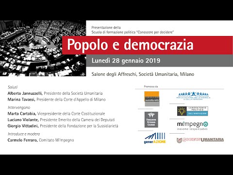 "Popolo e democrazia" - Milano, Salone degli Affreschi Società Umanitaria, 28 gennaio 2019