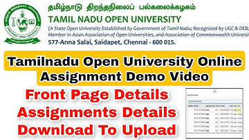 Tamilnadu Open University Online Assignment Full Demo Video👍