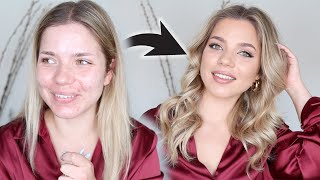 NIEUWE MAKE-UP ROUTINE ZONDER POEDERS (acne huid) & haar doen∙ | Kristina K ❤
