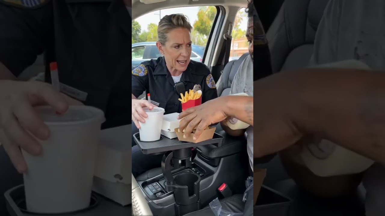 THEY TAPED HIS WHOLE MEAL TO THE SEAT IN FRONT OF A COP