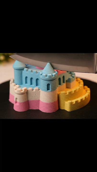 ASMR 8K Macro: Slicing a Perfect Kinetic Sand Castle [No Talking] #asmrcutting #googleveo3 #shorts