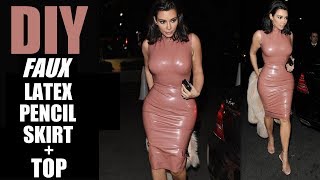 DIY: How To Make a Faux LATEX Pencil Skirt + Top!! (Designer HACK) -By Orly Shani