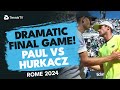 THRILLING 15 Minute Final Game between Hurkacz &amp; Paul | Rome Quarter-Final 2024