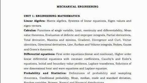 TRB Lecturers (Engineering / Non-Engineering) Syllabus in Mechanical Engg.