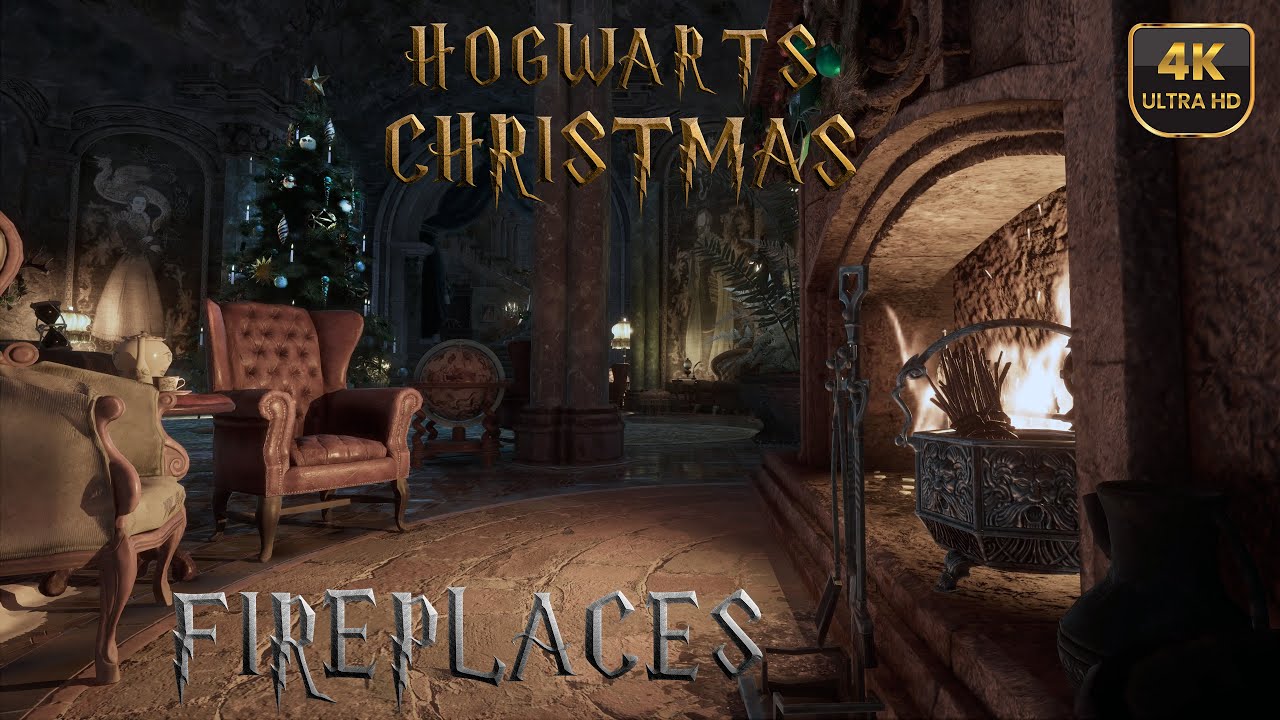 Hogwarts Christmas fireplaces / Harry Potter Ambience & Music christmas hogwartslegacy YouTube