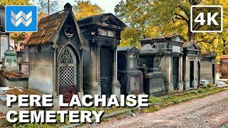 [4K] World's Most Visited Cemetery  Père Lachaise Cemetery in Paris France   Walking Tour Vlog
