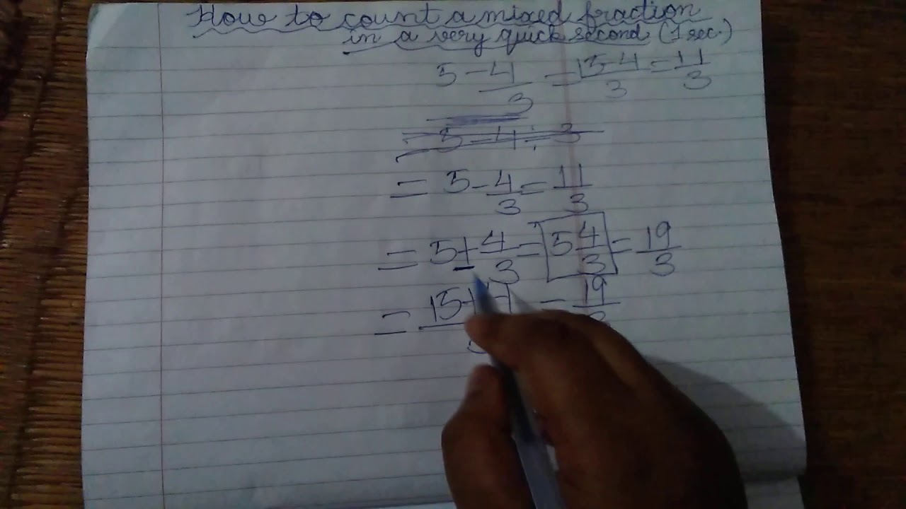 How to count a mixed fraction in a very quick seconds(1 seconds) - YouTube