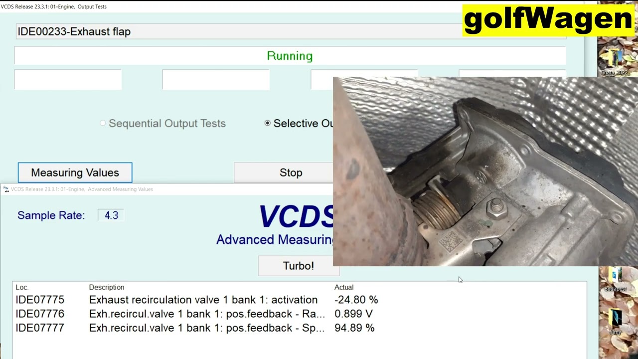 VCDS exhaust flap test
