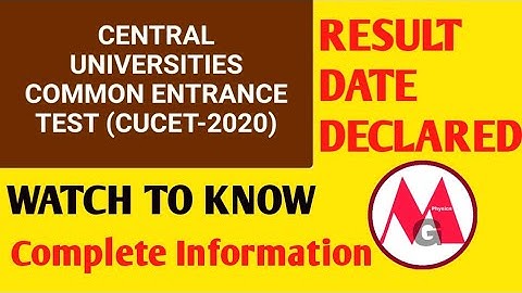 CUCET-2020||RESULT DATE DECLARED||
