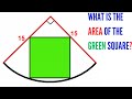 Math olympiad  can you find area of the green square  quarter circle  math maths geometry