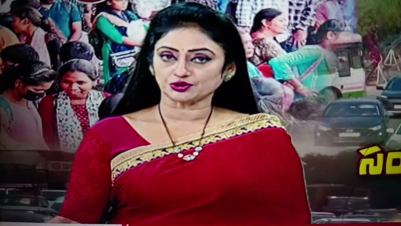 Beautiful Newsreader Kalyani in Red Saree 
