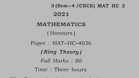 Bsc 4th semester Mathematics (Major)Ring Theory question Paper/MAT-HC-4036 /Gauhati University