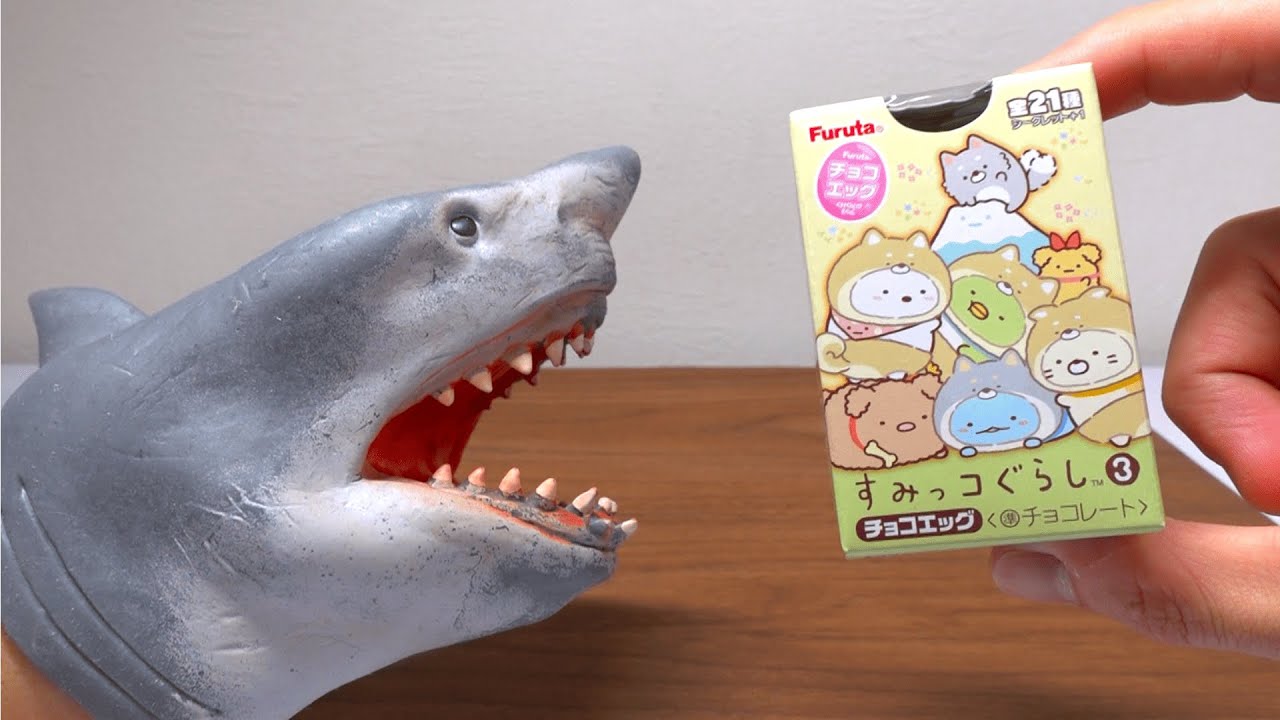 Shark puppet and Chocolate egg / Too cute - YouTube