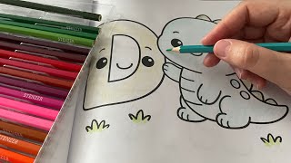 Calm Coloring Cute Dinosaur Coloring Book Page
