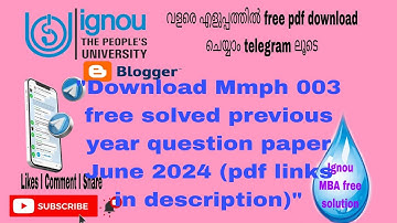 MMPH 003 free solved previous year question paper pdf links in description