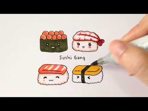 วาดซูชิน่ารักๆกันจ้า♪　How to draw cute sushi.