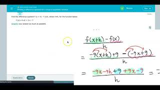 MTH 161 ALEKS HW Topic: Finding a difference quotient