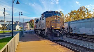 Fall Foliage in the Keystone State: CSX intermodal train passes through Connellsville