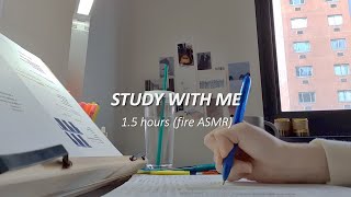 ✏️📚study with me (1.5hr) | New York | finals | just bring your pen and scrap paper | NYC | fire asmr