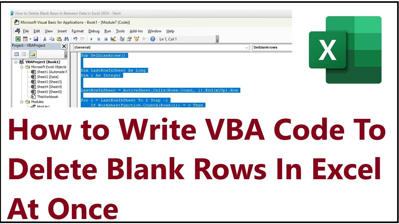 How to Write VBA Code To Delete Blank Rows In Excel At Once - YouTube