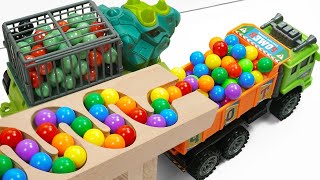 Marble Run Race ☆ HABA Slope & Retro Makita Truck, Excavator, Garbage Truck, Dump Truck, Ambulances