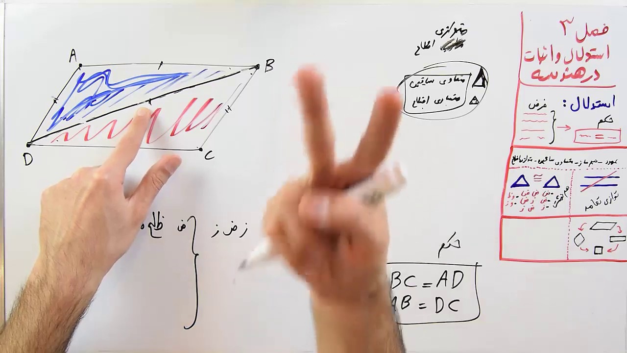 ریاضی 9 - فصل 3 - بخش 5 : اثبات متوازی الاضلاع ها