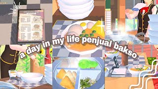 a day in my life 'Meatball Seller' 🍜 (Sharing Meatball Stall Props ID) || sakura school simulator