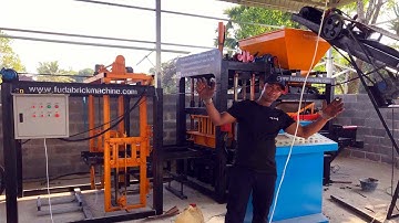 QT4 15C Automatic concrete block making machine test for making cabro and interlocking pavers