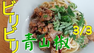 青山椒のアラビアータパスタ3/3、ビリビリの味覚がたまらない。初夏限定、季節のメニューレシピ。ホリエモンも絶賛。山椒、木の芽、Green Japanese pepper.