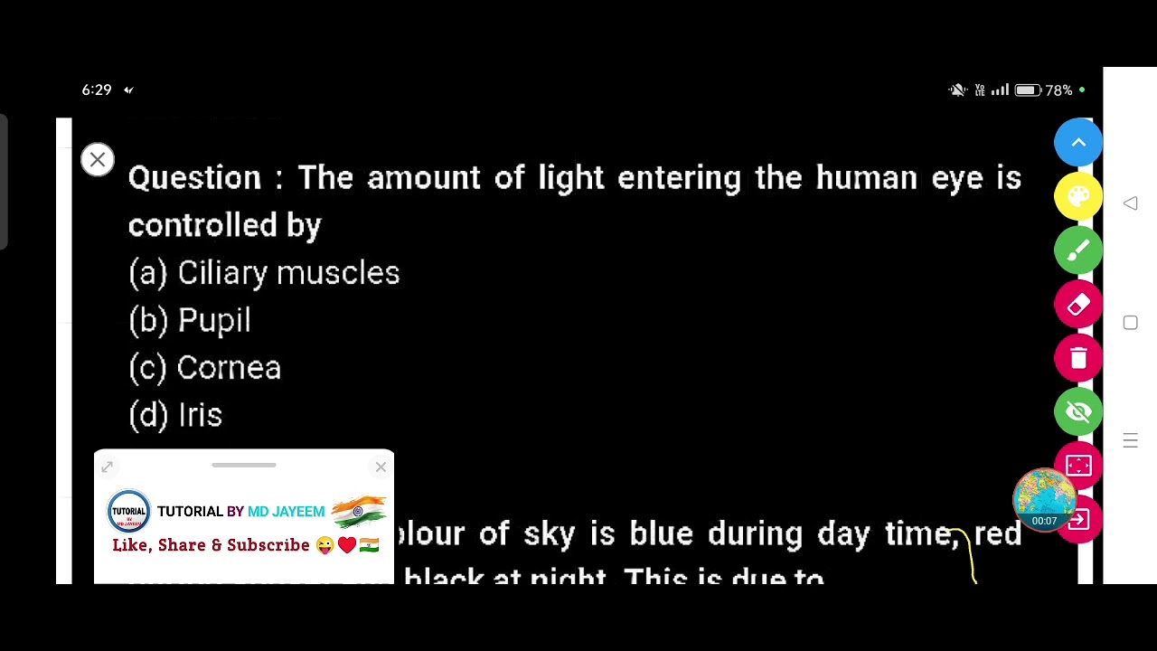 The amount of light entering the human eye is controlled by :-