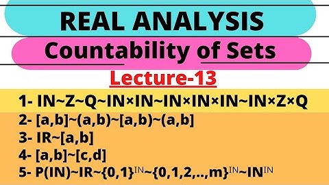 Lecture-13|Some important similar sets|Countability of a Set|Real Analysis