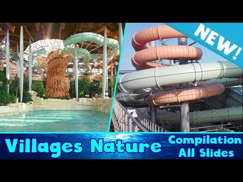ALL WATER SLIDES at Villages Nature, Aqualagon - NEW Indoor water park, Paris