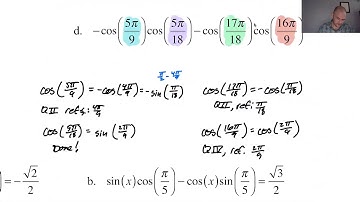 Evaluating Expression with Trig Formulas pg 100, pt 1