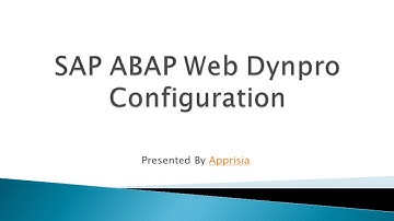 Configuration of SAP ABAP Web Dynpro