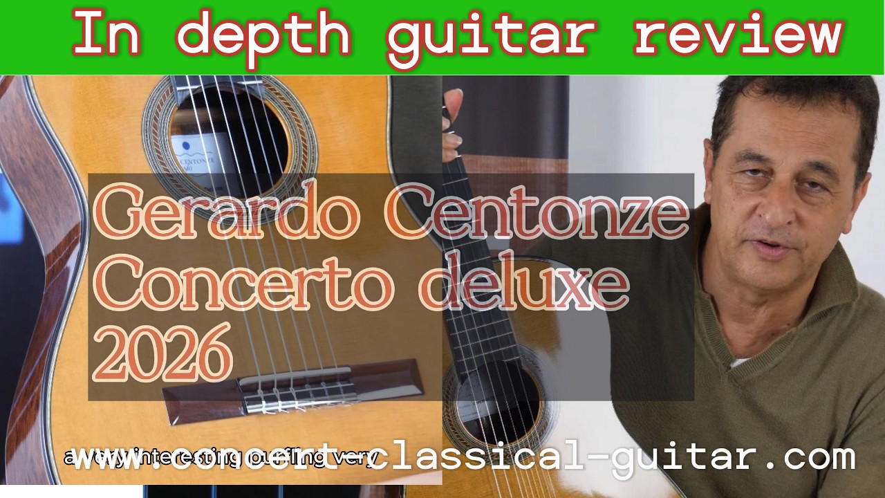 Detailed review Gerardo Centonze 2026 Concerto deluxe  www.concert-classical-guitar.com

Here is a traditional made by Gerardo Centonze.
Everything is perfect!

Gerardo Centonze was born in 1986 in Taranto, Italy.
He approaches the craft of lutherie as a self-taught. In 2013, he enrolled at the Civic School of Lutherie of Milan where he learns the main building techniques of the family of plucked instruments. In 2017, he obtains the diploma of Master Luthier, under the guidance of the Masters Lorenzo Lippi, Federico Gabrielli and Gabriele Negri.
After completing his studies, he begins an internship with Maestro Mirko Borghino, deepening his skills also in the field of archtop and acoustic guitars.
In 2018, back in Milan, he consolidates his passion for the classical guitar making by starting a long and relevant work experience in the laboratory of Maestro Lorenzo Lippi, thus being able to learn the different building approaches and refine his own technique. In 2018, he also establishes a laboratory in Milan where he starts the making of classical guitars and the restoration of ancient instruments. The building philosophy is inspired by the great Spanish school. Great attention is also paid to details, as it also emerges in the aesthetic choices, aimed at meeting a more contemporary taste. All the instruments are French polished.

The finest concert guitars are available at :
www.guitare-classique-concert.fr
www.concert-classical-guitar.com
www.klassische-meistergitarren.de


For any additional information: contact andre@guitare-classique-concert.fr