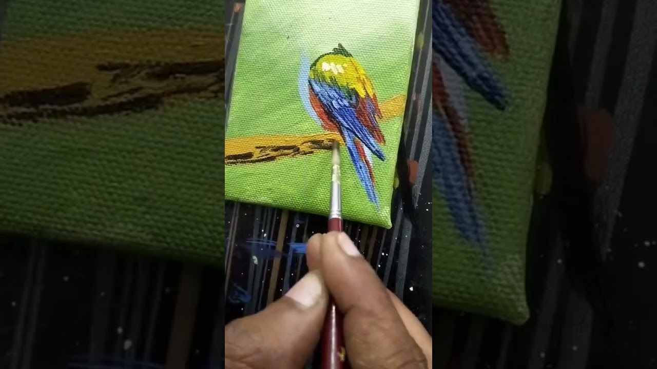 🎨 Beautiful Colorful Bird Painting | Mini Canvas Acrylic Art 🐦✨