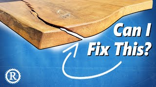 Fixing a HUGE crack in a live edge slab table.