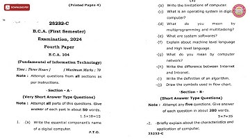 BCA 1ST SEM FUNDAMENTAL OF INFORMATION TECHNOLOGY C 2024 | VBSPU