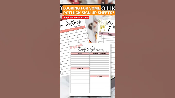 Needing some potluck sign up sheets? Link in Descr...