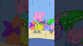 Será preciso achar um jeito de se divertir na praia 🐽🌧 #PeppaPig