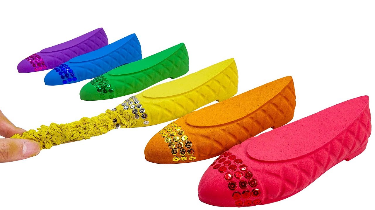 Learn Colors Shape It Sand Rainbow Doll Shoes With Nursery Rhymes Songs For Kids