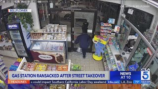 Bellflower gas station ransacked amid illegal street takeover