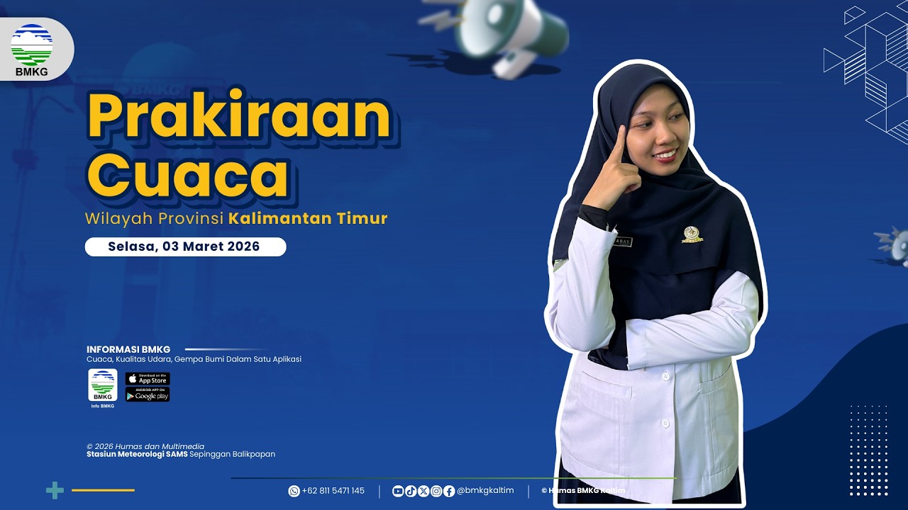 Prakiraan Cuaca Selasa, 03 Maret 2026 Wilayah Kalimantan Timur | BMKG Kaltim