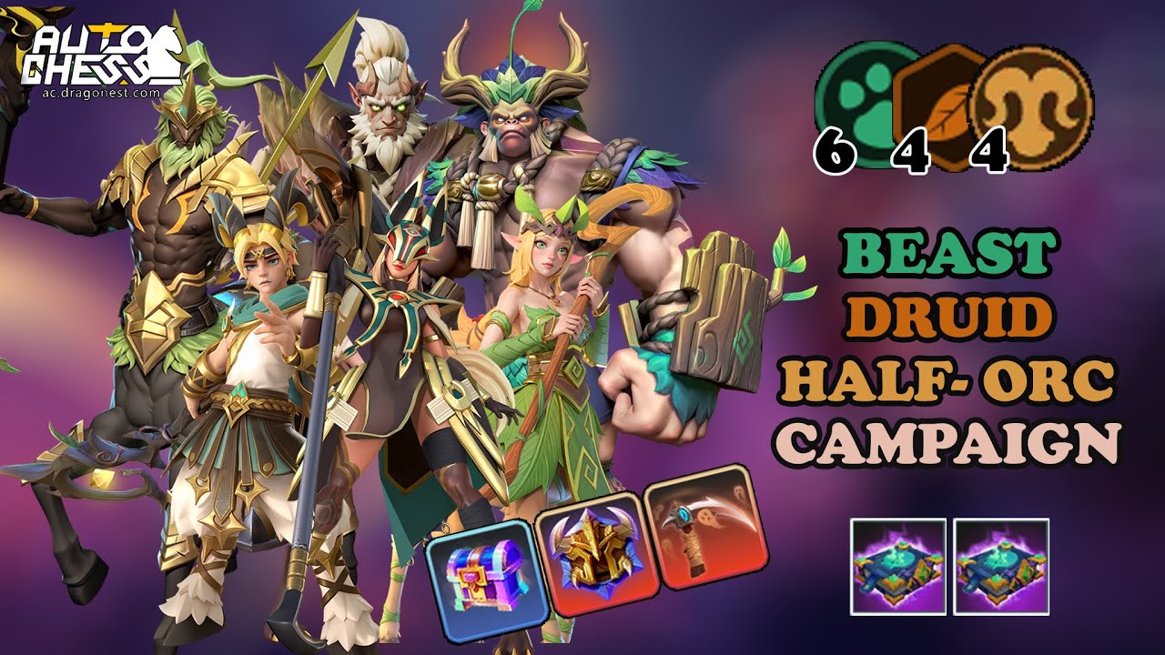 EPIC ENCOUNTER RACES BETWEEN 6 BEAST 4 DRUID 4 HALF-ORC ON CHESSBOARD !!! - Auto Chess Mobile