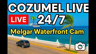 🌴 LIVE: Cozumel Waterfront 24/7 – Melgar Ocean View | Ferries, Cruise Ships, Sunset and Island Life