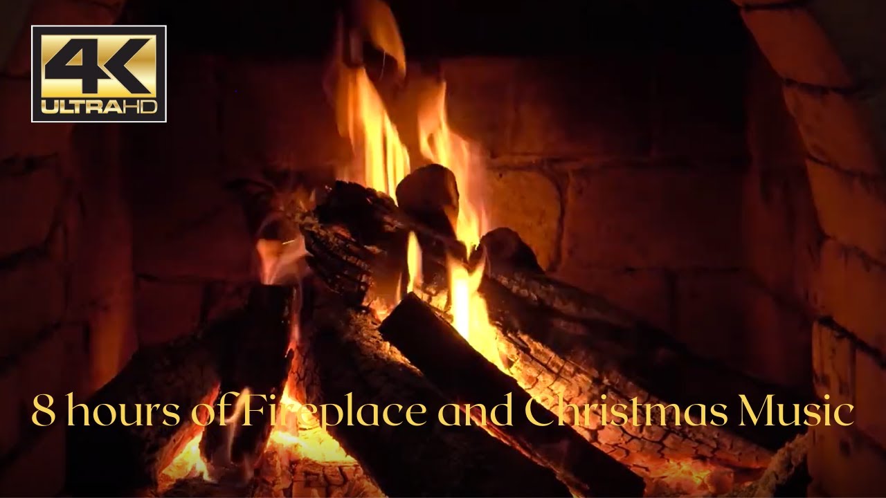 8 HOURS Christmas Fireplace Classic Christmas Music Crackling