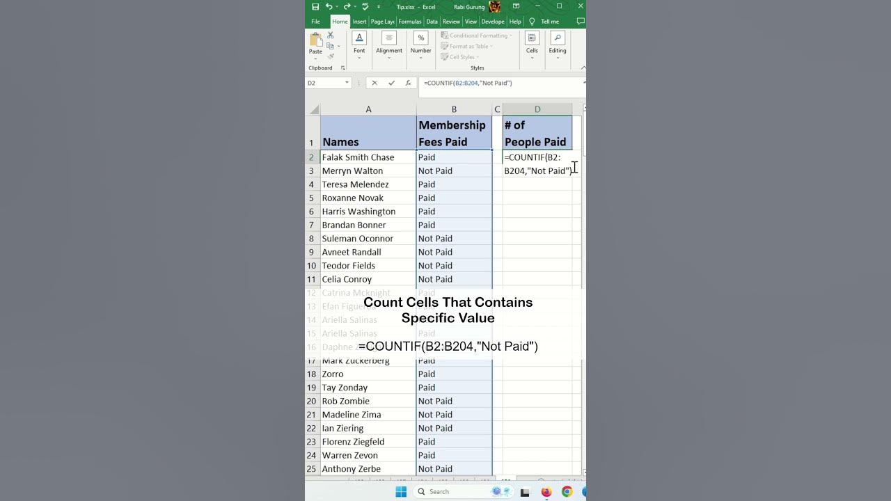how-to-count-cells-that-contain-specific-value-in-excel-excel-tips