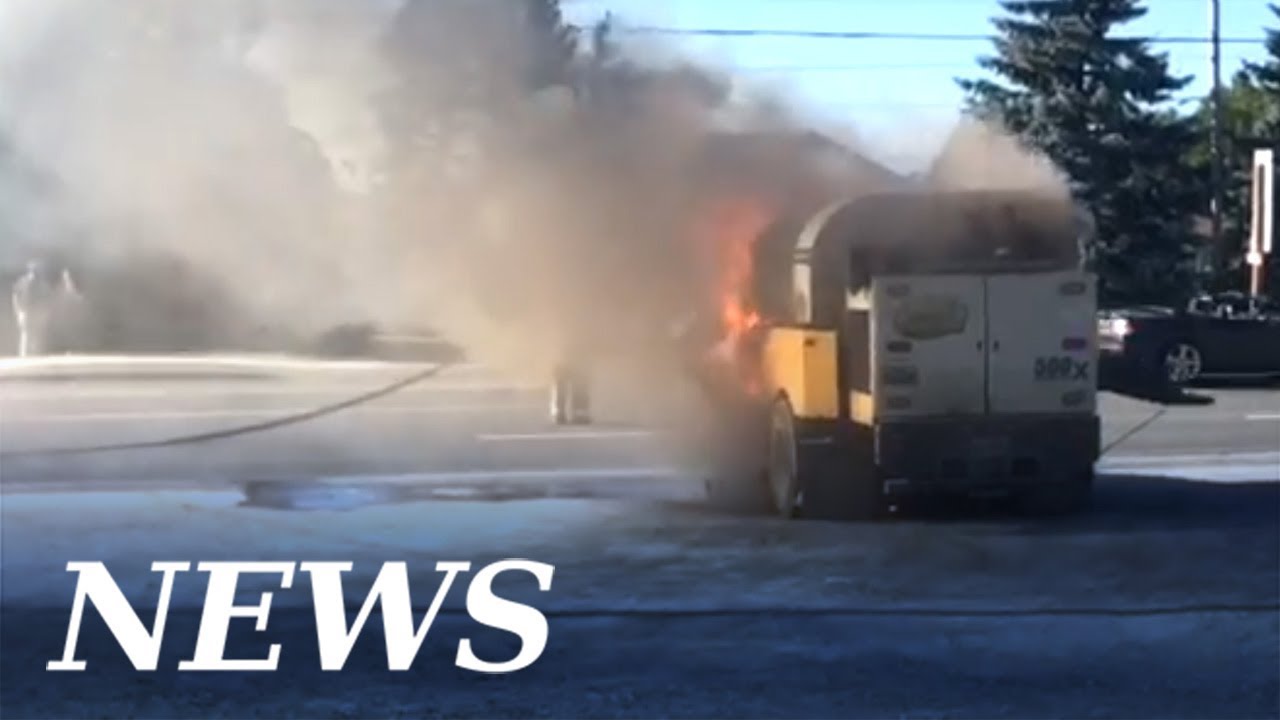 Street cleaner catches fire on Falconbridge Highway in Garson